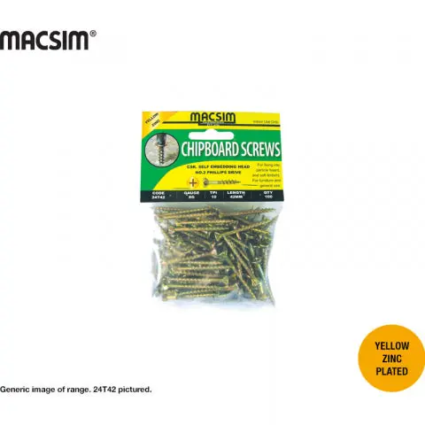 Yellow Zinc-Plated Chipboard Screws – 8 × 51Mm Countersunk Self-Embedding (100-Pack) 1
