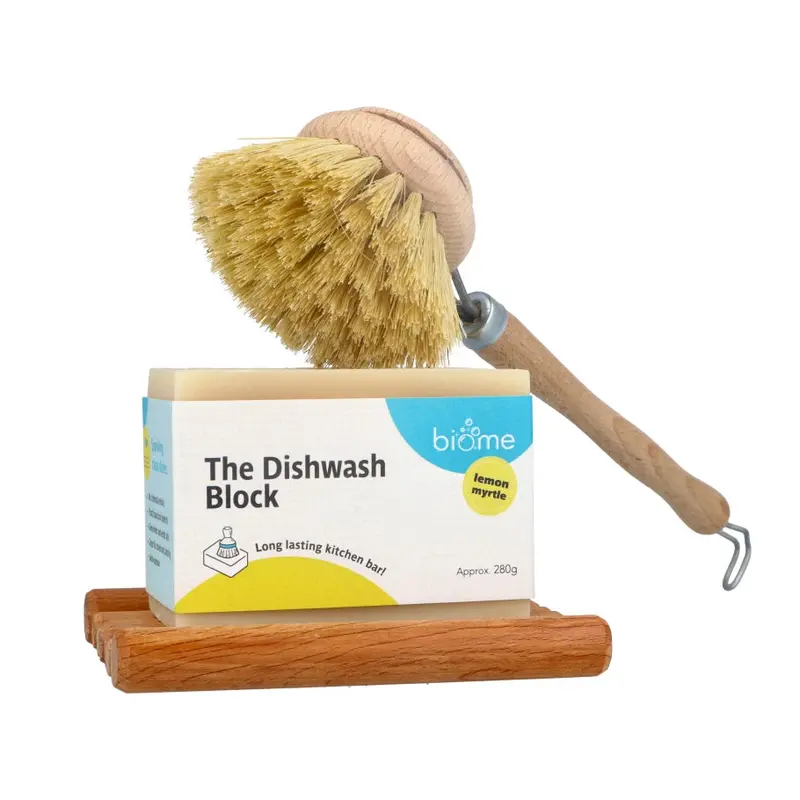 Zero-Waste Dishwashing Kit: Solid Soap Block, Brush & Holder 1