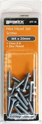 Zinc-Plated Hex Head Bolts – M4 × 20Mm, 18-Piece Pack 1