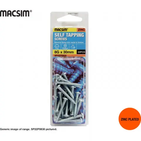 Zinc-Plated Round-Head Self-Tapping Screws – 8G × 18Mm, 30-Piece Pack 1