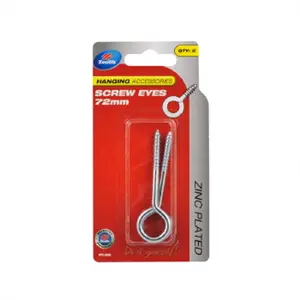 Zinc-Plated Screw Eye Hook – 72Mm Length × 4.0Mm Diameter × 14Mm Thread, 2-Pack 1