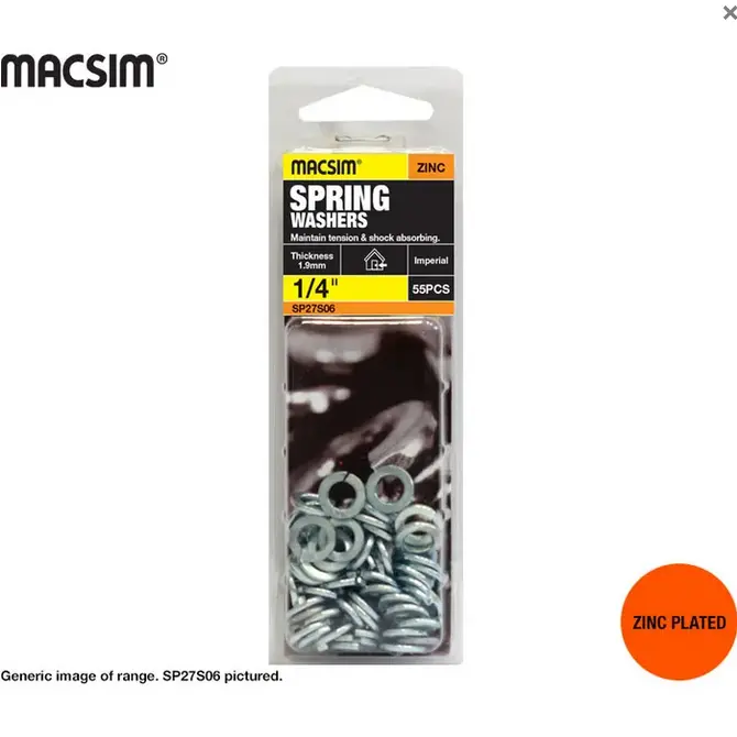 Zinc-Plated Spring Washer – 5/16" (Pack Of 40) 1